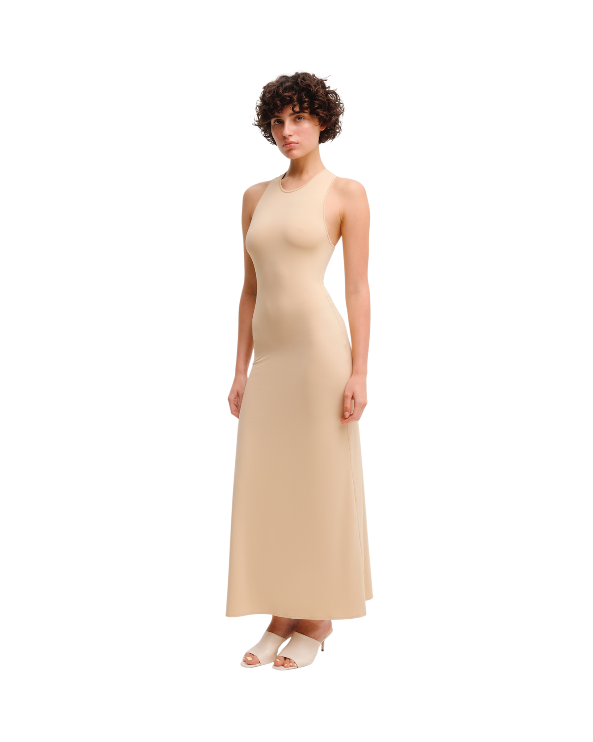 Raceback Dress in Beige