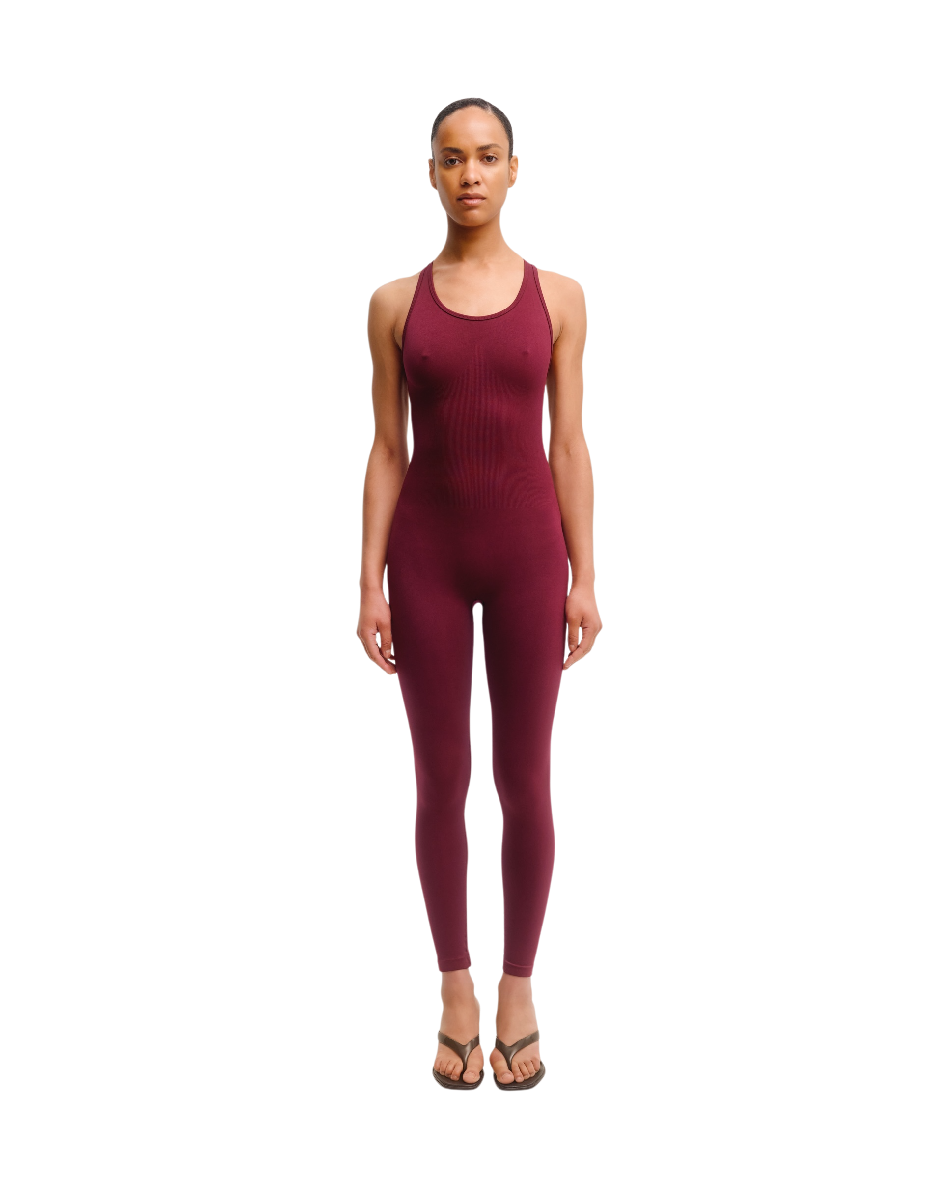 Seamless Long Jumpsuit in Bordo
