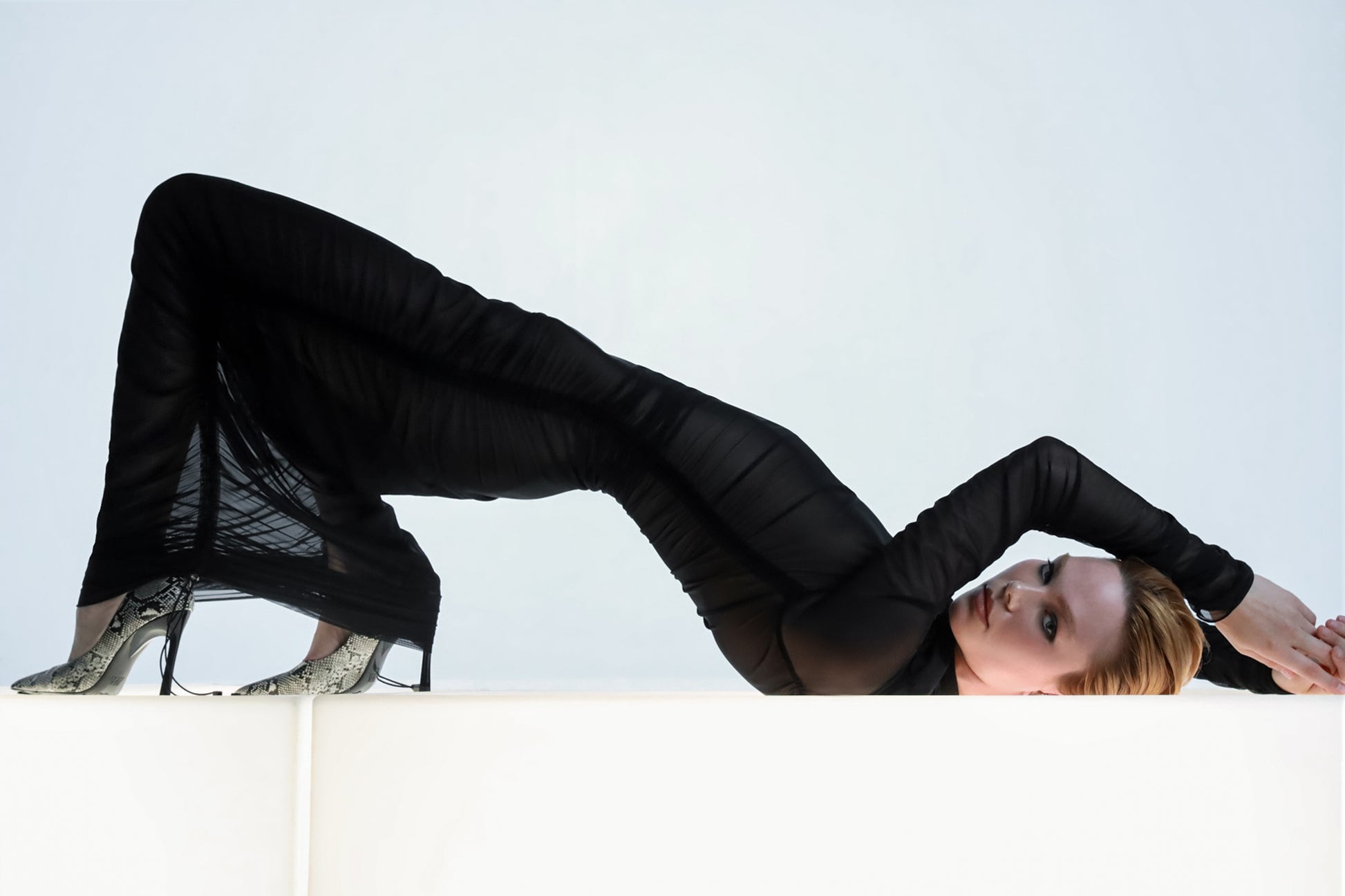 Eclipse Elegance Mesh Dress in Black