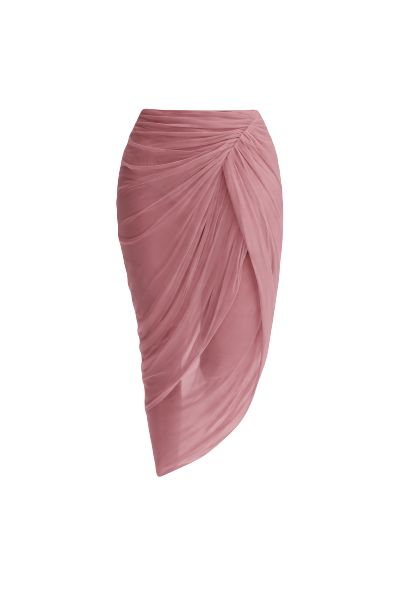 Sheer Draped  Skirt in Pink