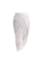 Sheer Draped  Skirt in White