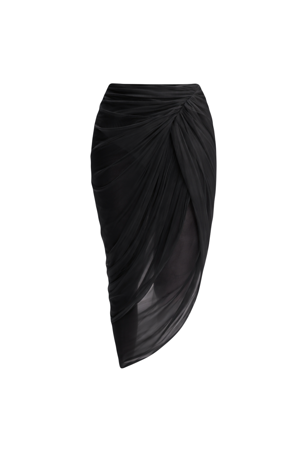 Sheer Draped  Skirt in Black