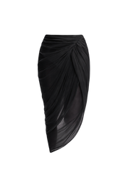 Sheer Draped  Skirt in Black