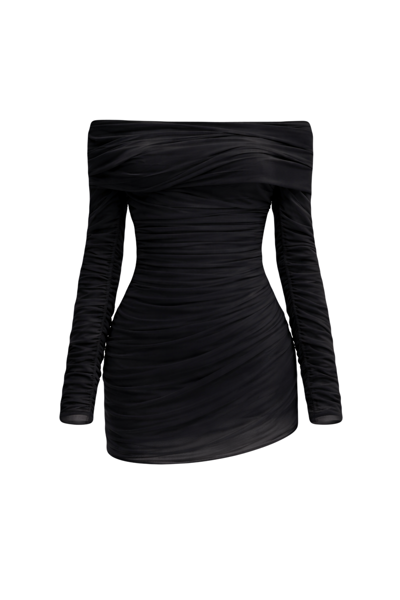 Sheer Draped Top in Black