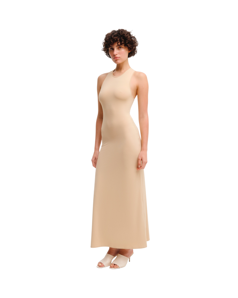 Raceback Dress in Beige