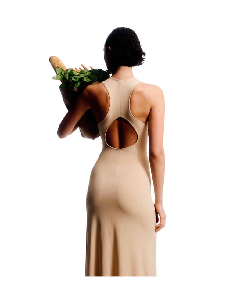 Raceback Dress in Beige