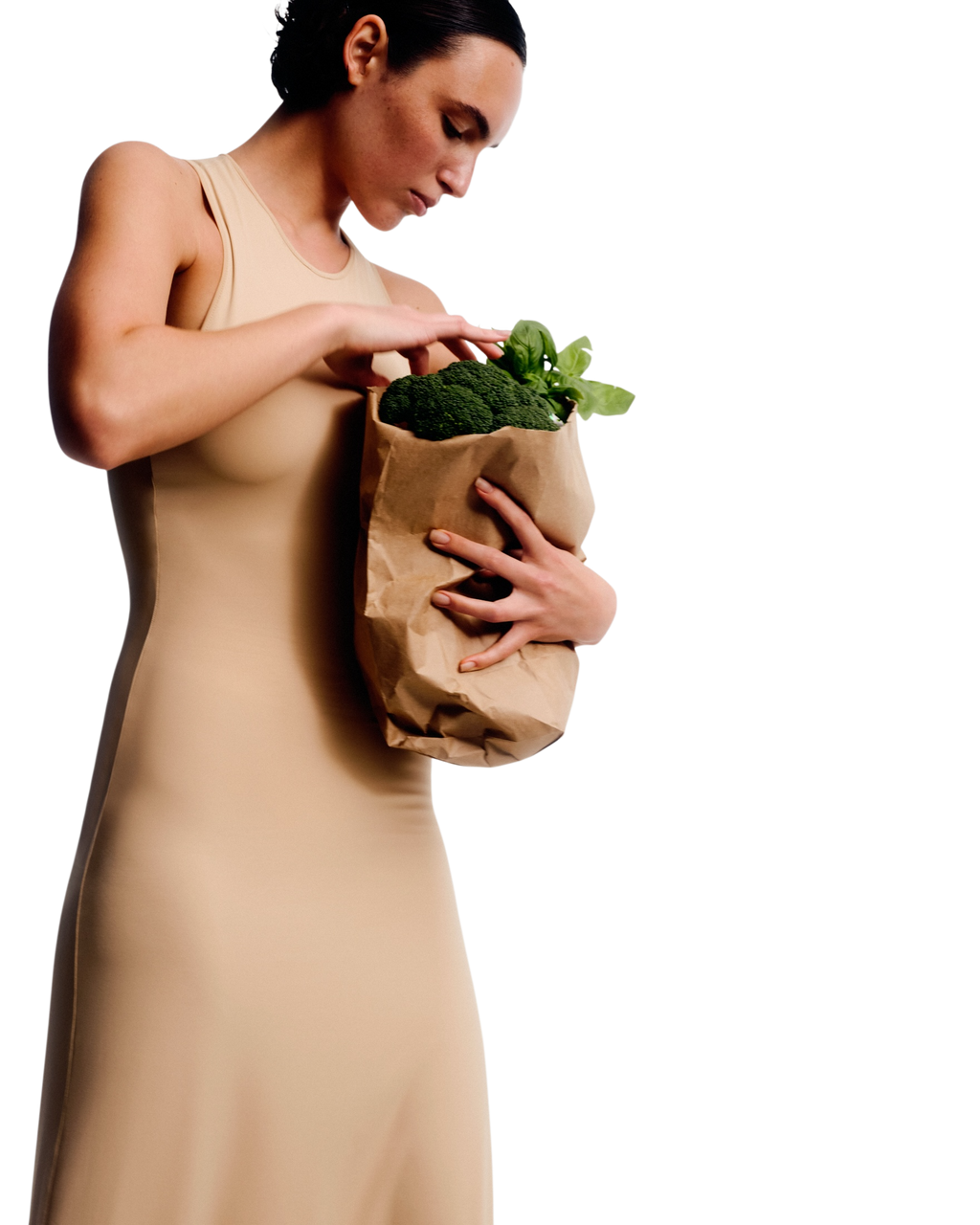 Raceback Dress in Beige