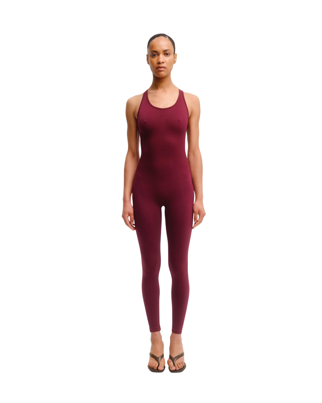 Seamless Long Jumpsuit in Bordo