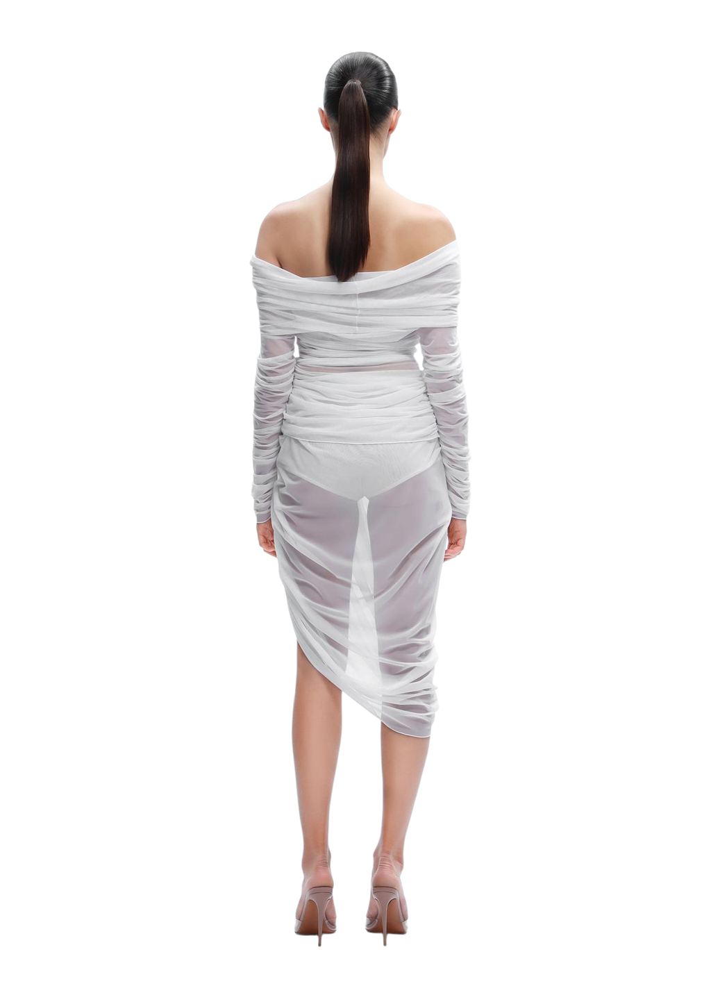 Sheer Draped Top in White