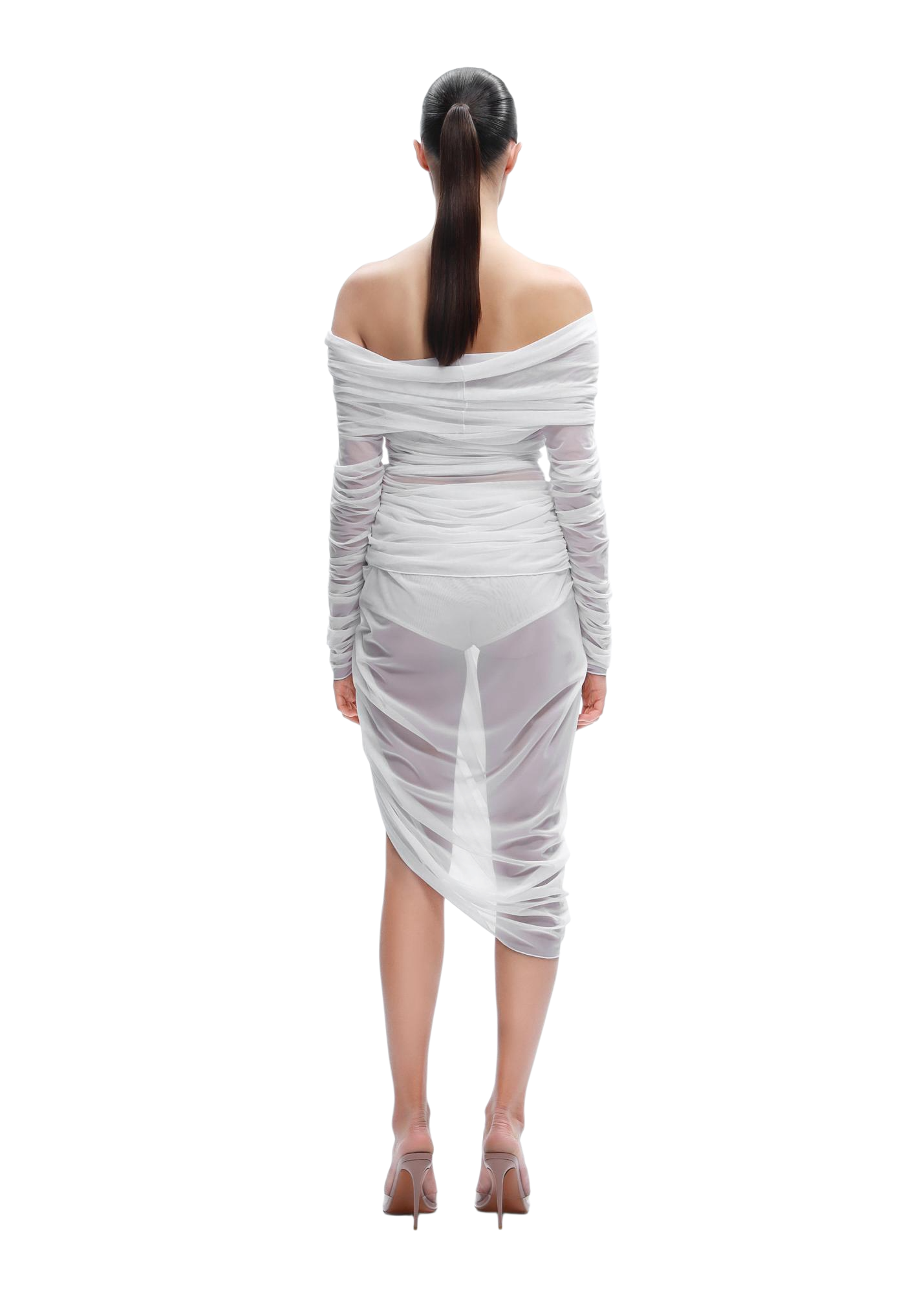 Sheer Draped Top in White