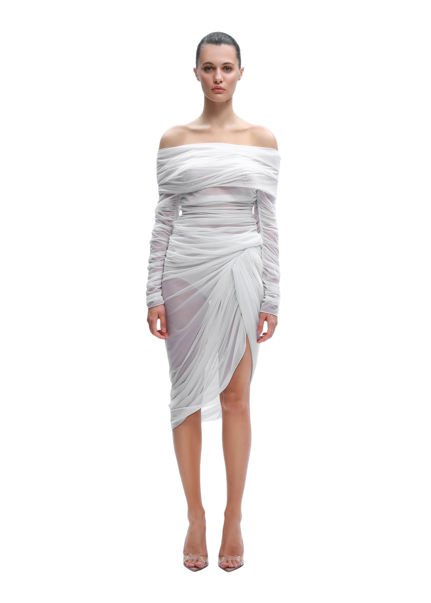 Sheer Draped Top in White