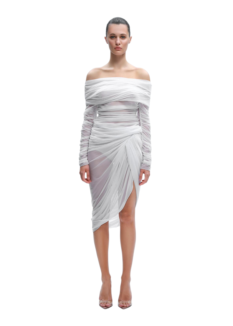 Sheer Draped Top in White