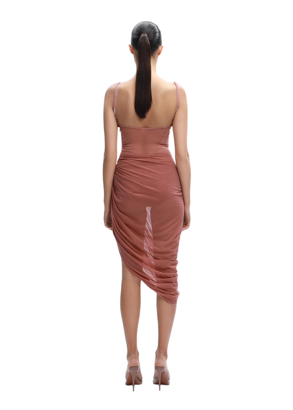 Sheer Draped  Skirt in Pink