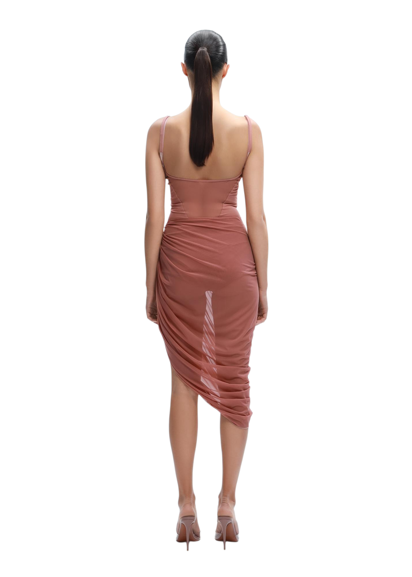 Sheer Draped  Skirt in Pink