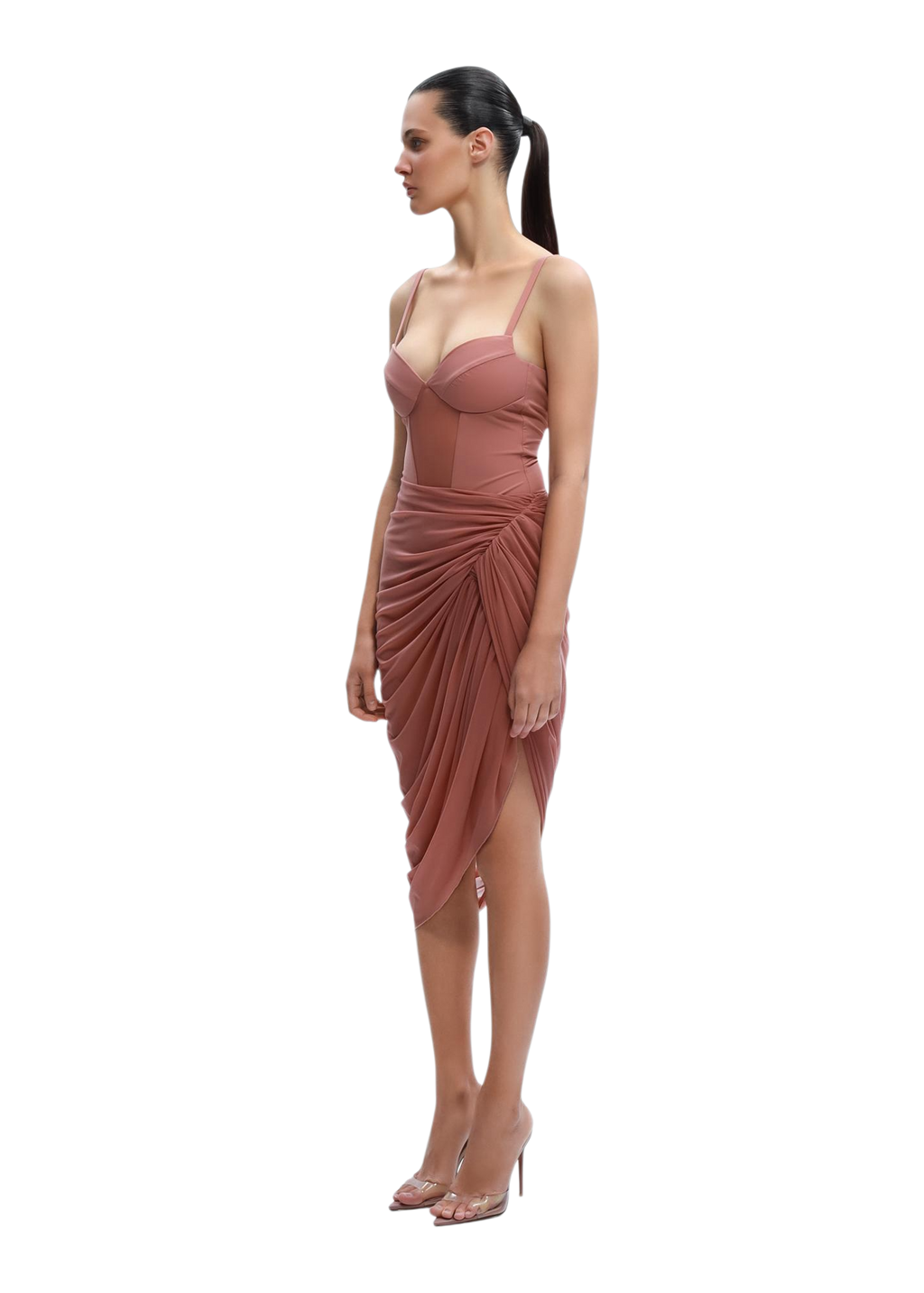 Sheer Draped  Skirt in Pink