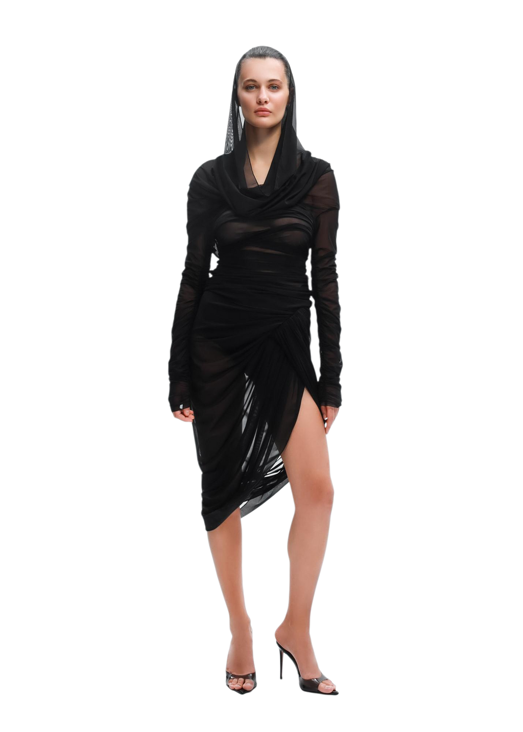 Sheer Draped Top in Black