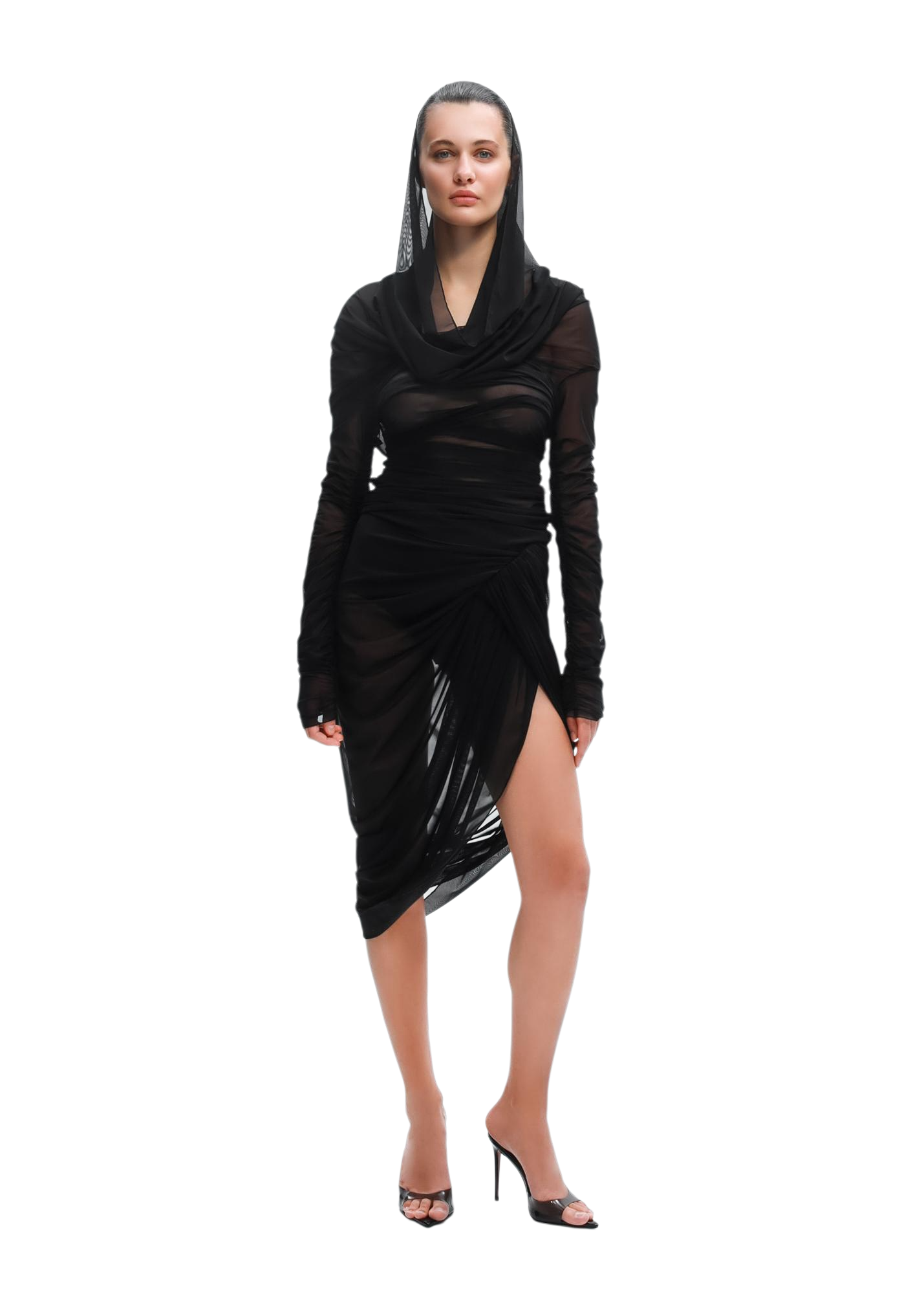 Sheer Draped Top in Black