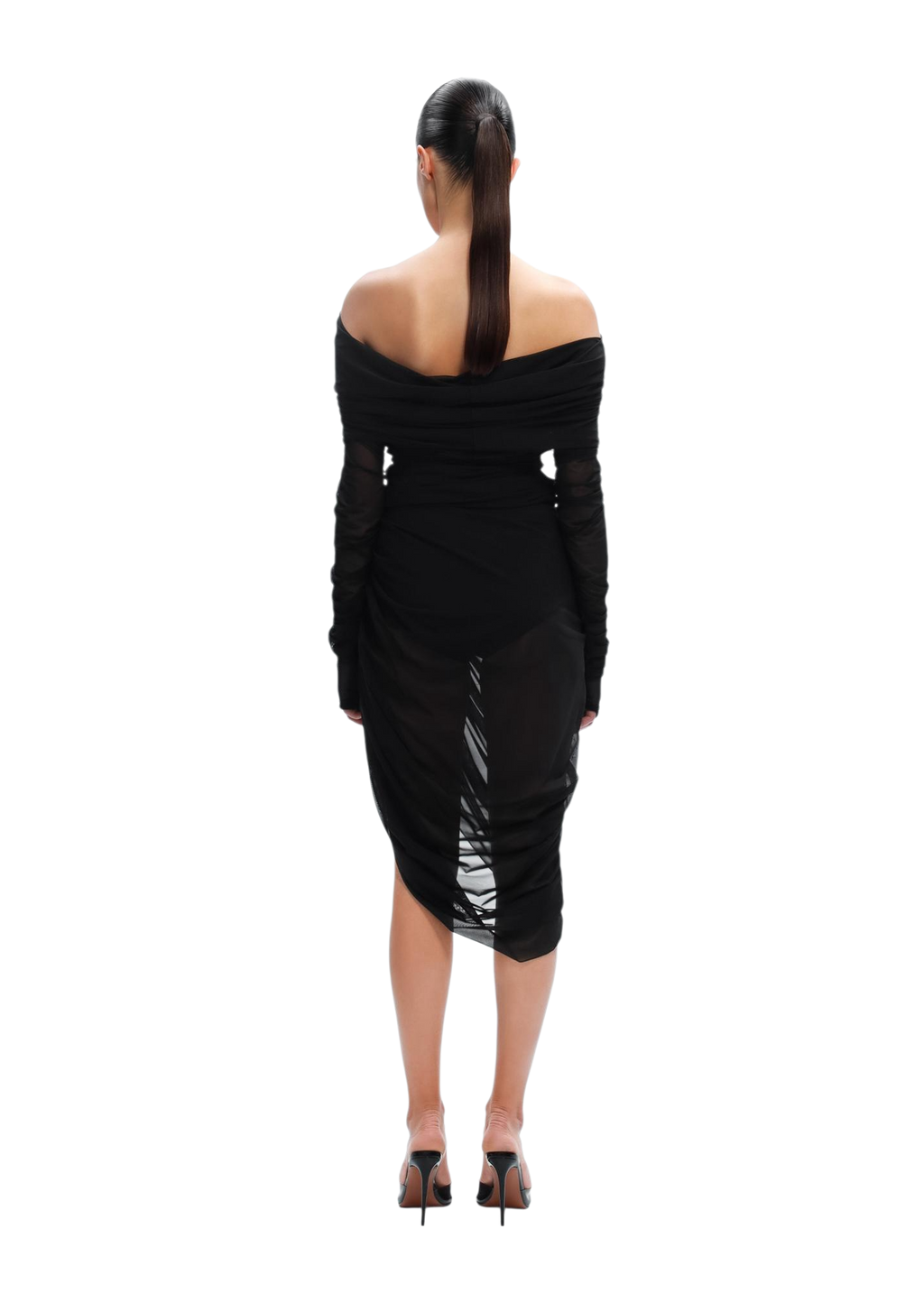 Sheer Draped Top in Black