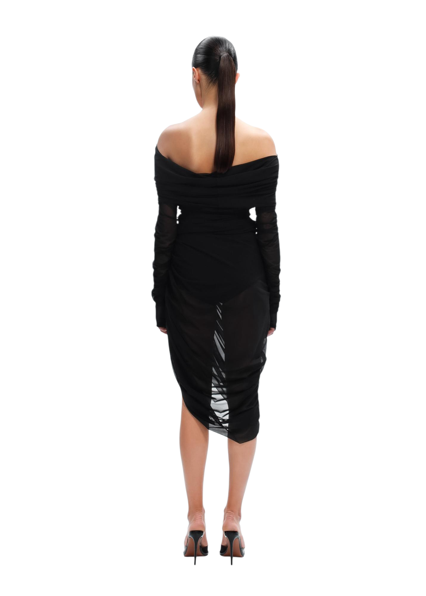 Sheer Draped Top in Black