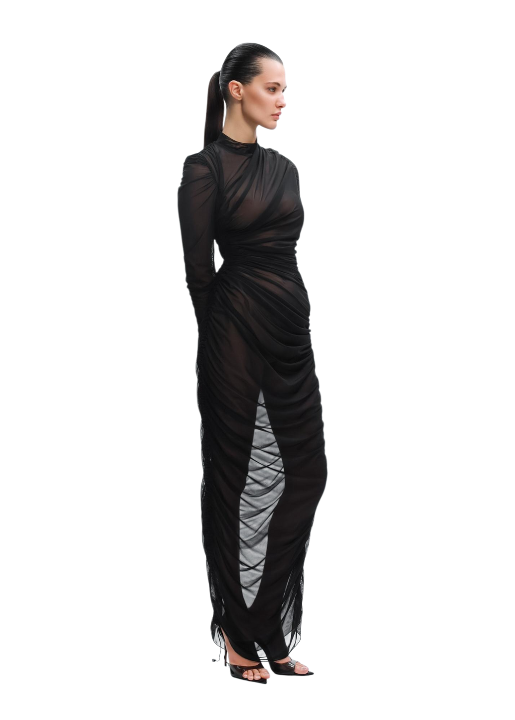 Eclipse Elegance Mesh Dress in Black