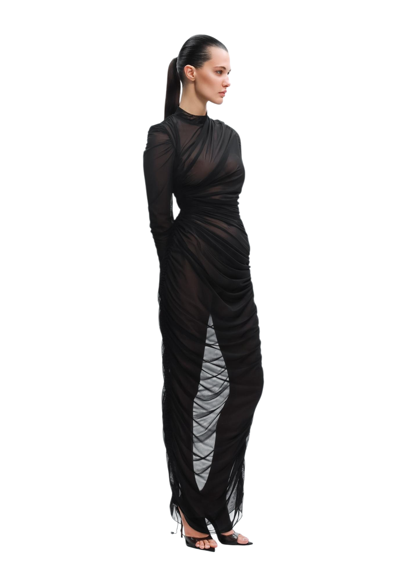 Eclipse Elegance Mesh Dress in Black
