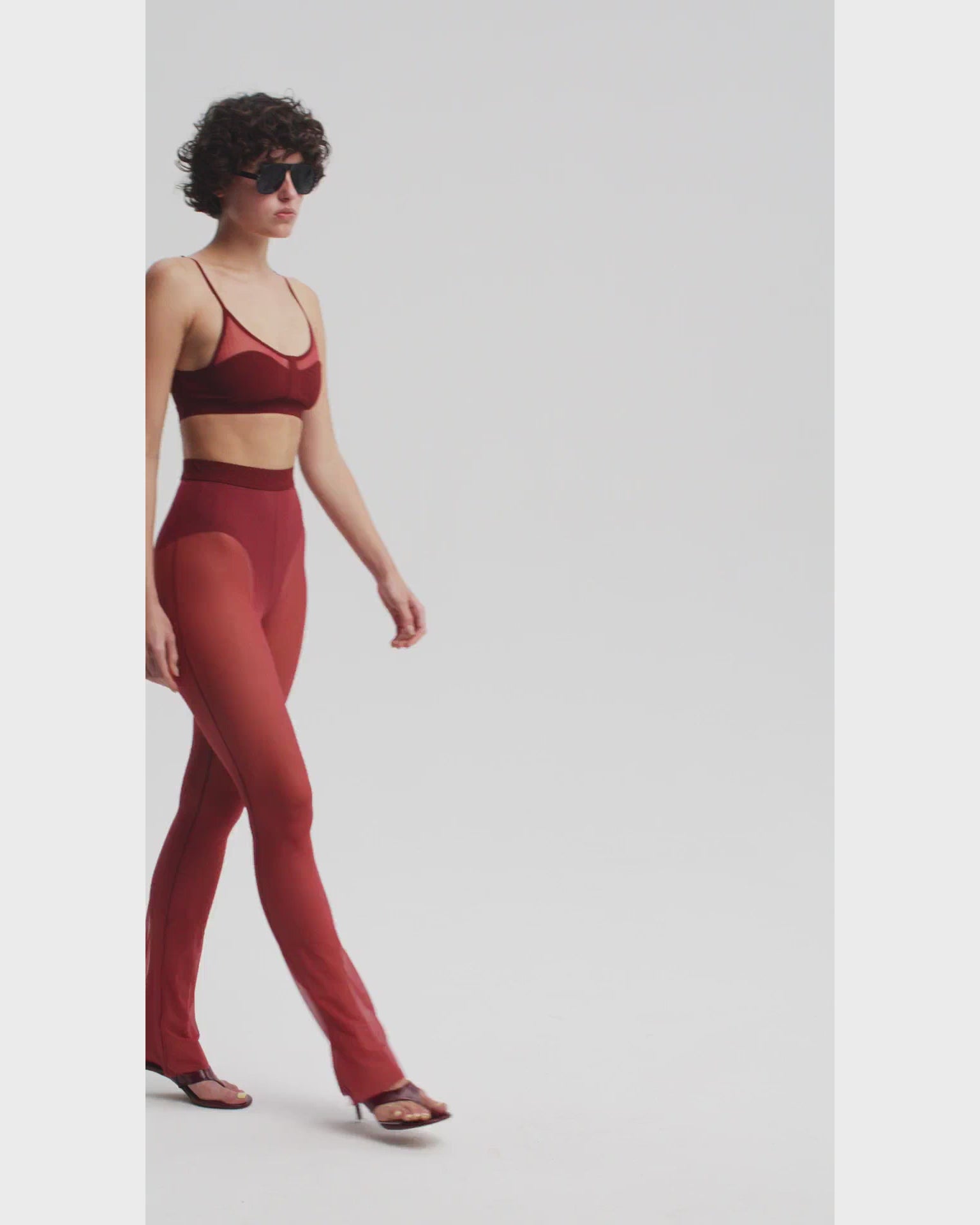 Mesh Leggings in Bordo